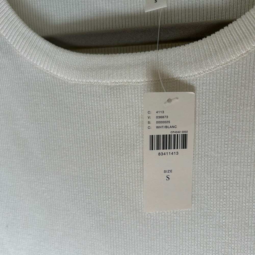 Anthropologie NWT Cream Crew Neck Sweater White Shirt Attached Women’s Small - Picture 2 of 10